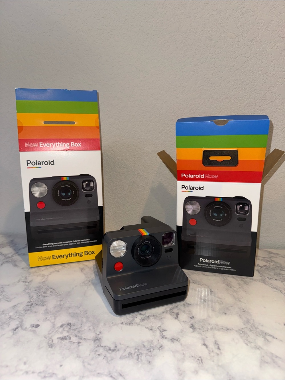 NWT never used Polaroid Now+ Instant Camera in Charcoal Gray with Rainbow Accent